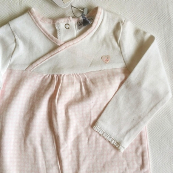 NEW absorba paris pastel pink gingham jumpsuit with petite ruffle trim 3-6 month - Picture 3 of 9